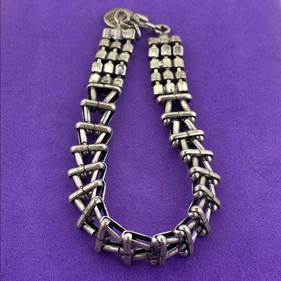 💛 Alex & Ani Vintage 66 Silver and Black Crystal Chevron Bracelet - Picture 3 of 5